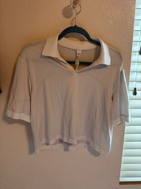 lululemon athletica White Short-Sleeve Cropped Polo Top